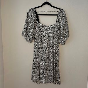 By together babydoll dress black with white floral print. Size medium.